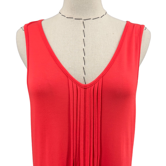 Cupio Womens Dark Pink V Neck Sleeveless Pleated Front Lace Dress Size Large - Picture 2 of 12